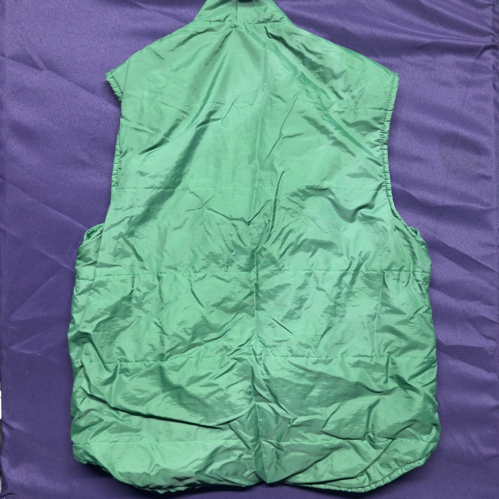 Vintage 80s Chalk Line Hunting Dog Vest Green Quilted Zip Up Mens L Outdoors - Picture 6 of 6